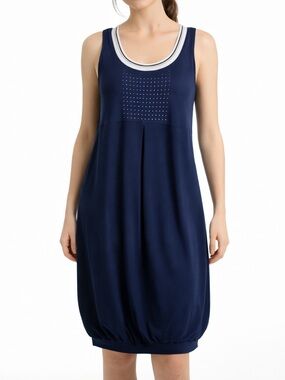 Deca Paris Sporty Trim Bubble Hem Dress Blue Size 6 Made in France